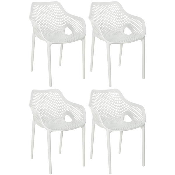kit 4 cadeiras de jantar design suits com bracos empilhavel em polipropileno branco