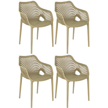 kit 4 cadeiras de jantar design suits com bracos empilhavel em polipropileno nude