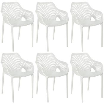 kit 6 cadeiras de jantar design suits com bracos empilhavel em polipropileno branco