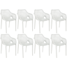 kit 8 cadeiras de jantar design suits com bracos empilhavel em polipropileno branco