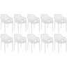 kit 10 cadeiras de jantar design suits com bracos empilhavel em polipropileno branco