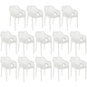 kit 14 cadeiras de jantar design suits com bracos empilhavel em polipropileno branco