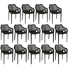 kit 14 cadeiras de jantar design suits com bracos empilhavel em polipropileno preto