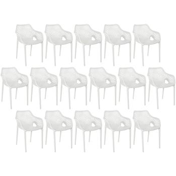 kit 16 cadeiras de jantar design suits com bracos empilhavel em polipropileno branco