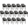 kit 16 cadeiras de jantar design suits com bracos empilhavel em polipropileno preto