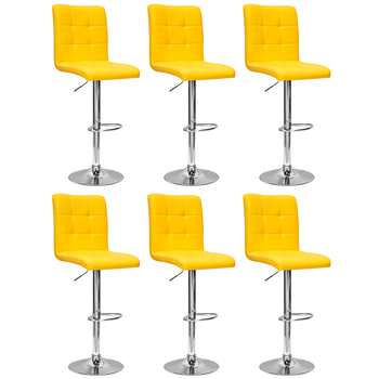 conjunto 6 banquetas dublin material ecologico regulagem de altura amarela