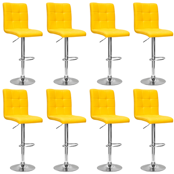 conjunto 8 banquetas dublin material ecologico regulagem de altura amarela