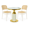 conjunto mesa de jantar redonda imperial 70cm branca com 2 cadeiras roma branco