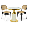 conjunto mesa de jantar redonda imperial 70cm branca com 2 cadeiras roma preto