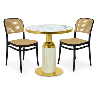 conjunto mesa de jantar redonda imperial 70cm branca com 2 cadeiras roma preto