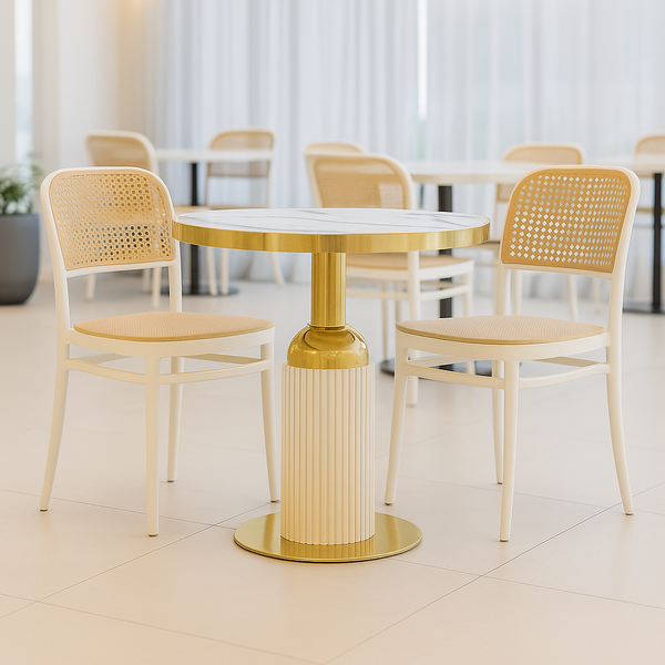 conjunto mesa de jantar redonda imperial 70cm branca com 2 cadeiras roma branco ambiente