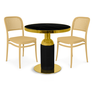conjunto mesa de jantar redonda imperial 70cm preta com 2 cadeiras roma nude