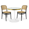 conjunto mesa de jantar redonda majestic 70cm branca com 2 cadeiras roma preto
