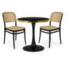 conjunto mesa de jantar redonda majestic 70cm preta com 2 cadeiras roma preto
