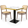 conjunto mesa de jantar redonda venezia 70x70cm branca com 2 cadeiras roma marrom