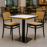 conjunto mesa de jantar redonda venezia 70x70cm branca com 2 cadeiras roma preto ambiente