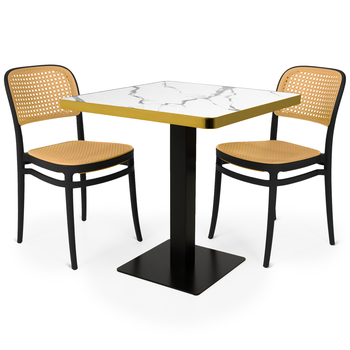 conjunto mesa de jantar redonda venezia 70x70cm branca com 2 cadeiras roma preto