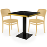 conjunto mesa de jantar redonda venezia 70x70cm branca com 2 cadeiras roma nude