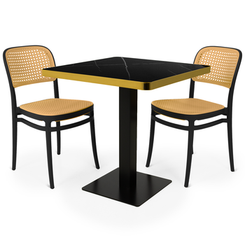 conjunto mesa de jantar redonda venezia 70x70cm branca com 2 cadeiras roma preto