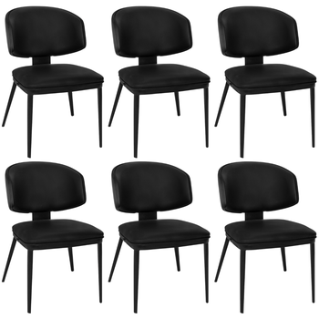 kit 6 cadeiras de jantar estofada siena design italiano encosto flutuante com espuma de alta densidade preto