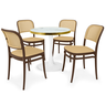 conjunto mesa de jantar redonda majestic 70cm branca com 4 cadeiras roma marrom