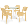 conjunto mesa de jantar redonda majestic 70cm branca com 4 cadeiras roma nude