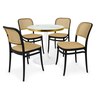 conjunto mesa de jantar redonda majestic 70cm branca com 4 cadeiras roma preto