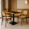 conjunto mesa de jantar redonda venezia 70x70cm preta com 4 cadeiras roma marrom ambiente