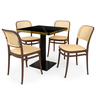 conjunto mesa de jantar redonda venezia 70x70cm preta com 4 cadeiras roma marrom