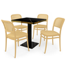 conjunto mesa de jantar redonda venezia 70x70cm preta com 4 cadeiras roma nude