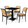 conjunto mesa de jantar redonda venezia 70x70cm preta com 4 cadeiras roma preto