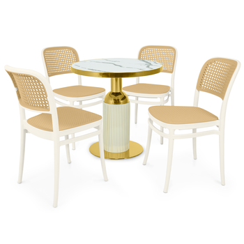 conjunto mesa de jantar redonda imperial 70cm branca com 4 cadeiras roma branco