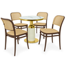 conjunto mesa de jantar redonda imperial 70cm branca com 4 cadeiras roma marrom
