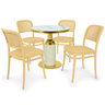conjunto mesa de jantar redonda imperial 70cm branca com 4 cadeiras roma nude