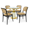 conjunto mesa de jantar redonda imperial 70cm branca com 4 cadeiras roma preto