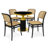 conjunto mesa de jantar redonda imperial 70cm preta com 4 cadeiras roma preto