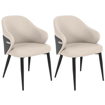 kit 2 cadeiras de jantar estofada milano design italiano begecinza escuro