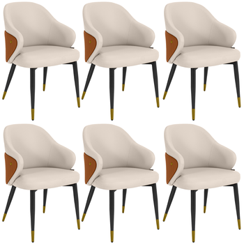 kit 6 cadeiras de jantar estofada milano design italiano begecaramelo