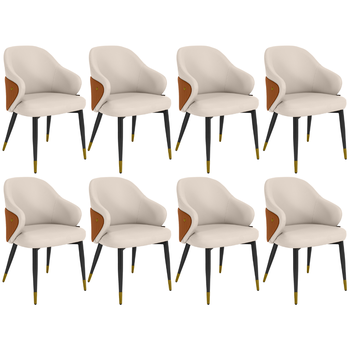 kit 8 cadeiras de jantar estofada milano design italiano begecaramelo