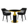 conjunto mesa de jantar redonda imperial 70cm preta com 2 cadeiras estofadas marcela preto