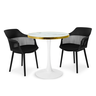conjunto mesa de jantar redonda majestic 70cm branca com 2 cadeiras estofadas marcela preto