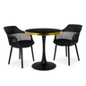 conjunto mesa de jantar redonda majestic 70cm preta com 2 cadeiras estofadas marcela preto
