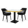 conjunto mesa de jantar quadrada venezia 70x70cm branca com 2 cadeiras estofadas marcela preto
