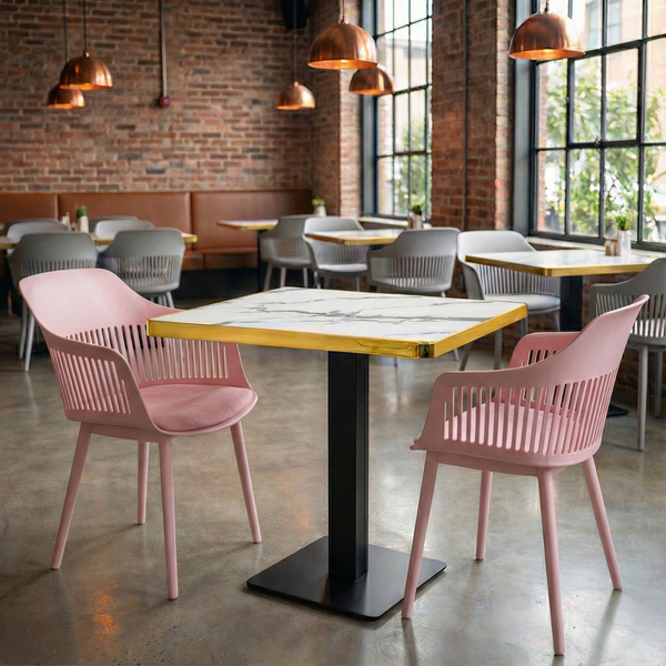 conjunto mesa de jantar quadrada venezia 70x70cm branca com 2 cadeiras estofadas marcela rosa ambiente