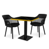 conjunto mesa de jantar quadrada venezia 70x70cm preta com 2 cadeiras estofadas marcela preto