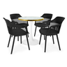 conjunto mesa de jantar redonda majestic 70cm branca com 4 cadeiras estofadas marcela preto