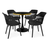 conjunto mesa de jantar redonda majestic 70cm preta com 4 cadeiras estofadas marcela preto