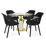 conjunto mesa de jantar redonda imperial 70cm branca com 4 cadeiras estofadas marcela preto