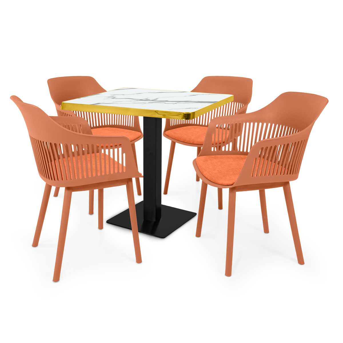 Conjunto Mesa de Jantar Quadrada Venezia 70x70cm Branca com 4