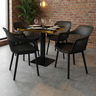 conjunto mesa de jantar quadrada venezia 70x70cm preta com 4 cadeiras estofadas marcela preto ambiente